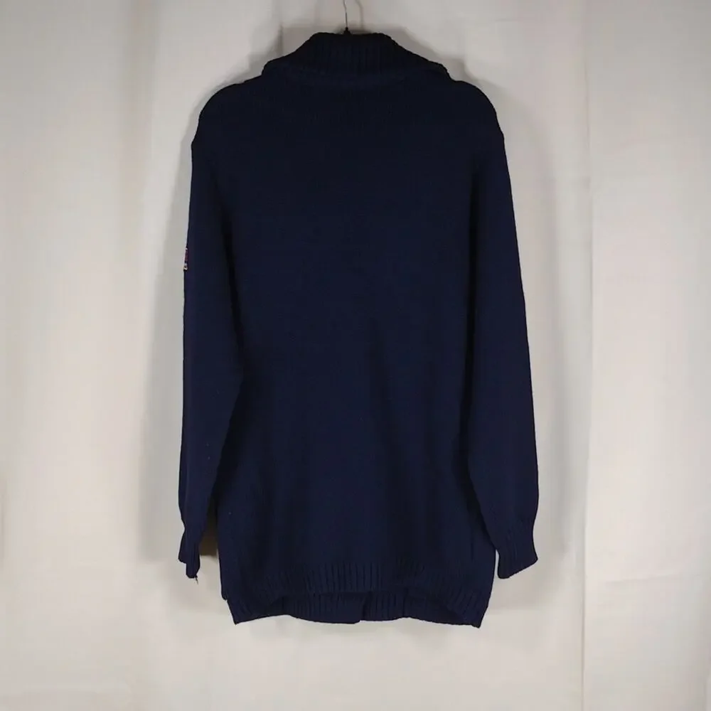 Evan Pull Men’s XL Vintage 90s Wool Knit Jacket Marine Preppy Winter Warm